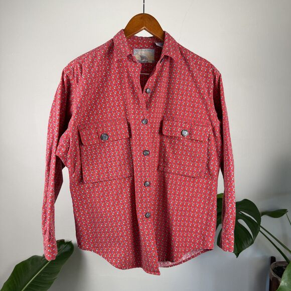 Vintage 80s 90s Red Paisley Print Button Up | Western Cowboy Shirt - Picture 9 of 12